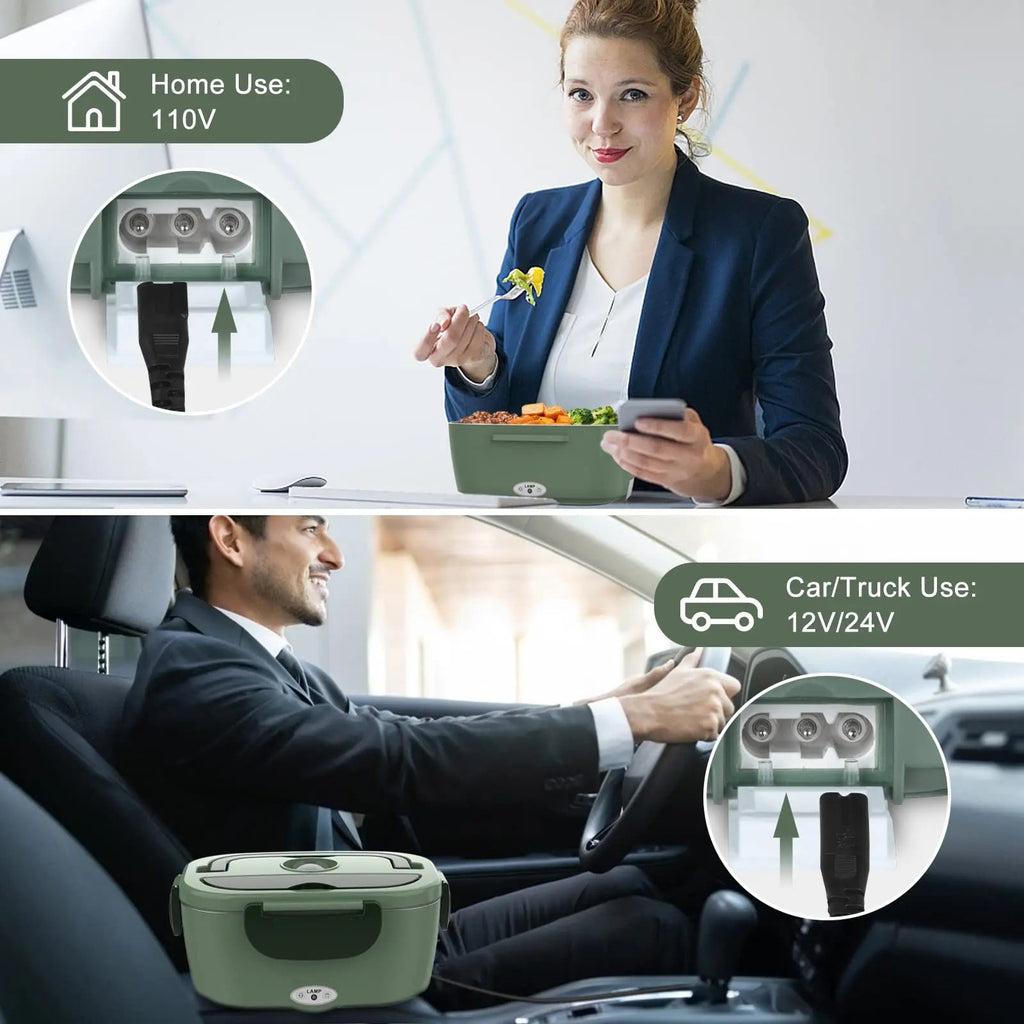 Electric Lunch Box for Adults, 80W Heated Lunch Box Portable Food Warmer Lunch Box for Work/Men/Car/TrucLeakproof 2 Compartments Eagle Aerie