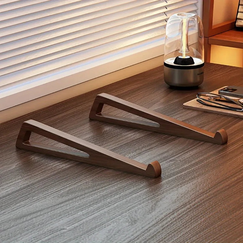 Portable Foldable Wooden Laptop Stand-Ergonomic 12° Adjustable Angle, Cooling Ventilation Triangular Design,Office Accessory Eagle Beacon