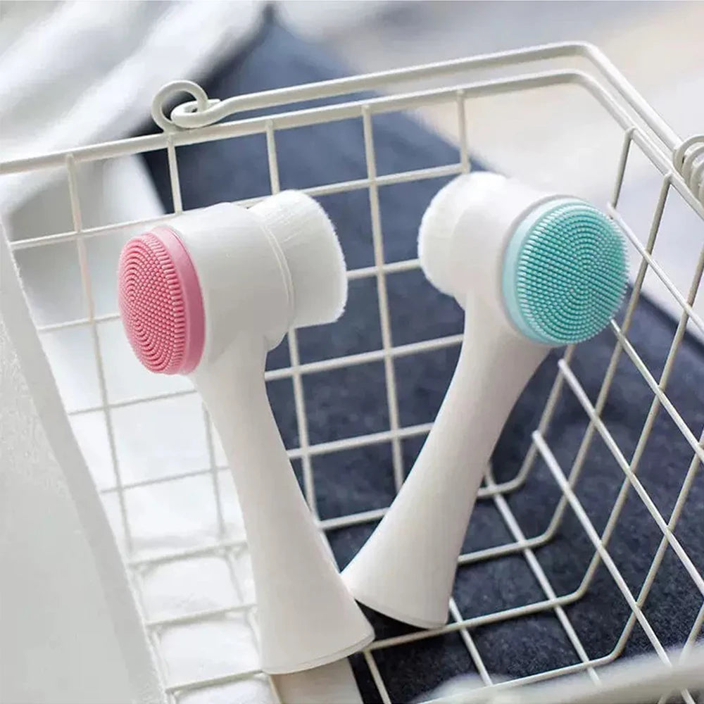 1Pc 2-in-1 Facial Cleansing Brush Manual Silicone Double Sided Soft Face Wash Brush Bristles Exfoliator Skin Care Eagle Beacon