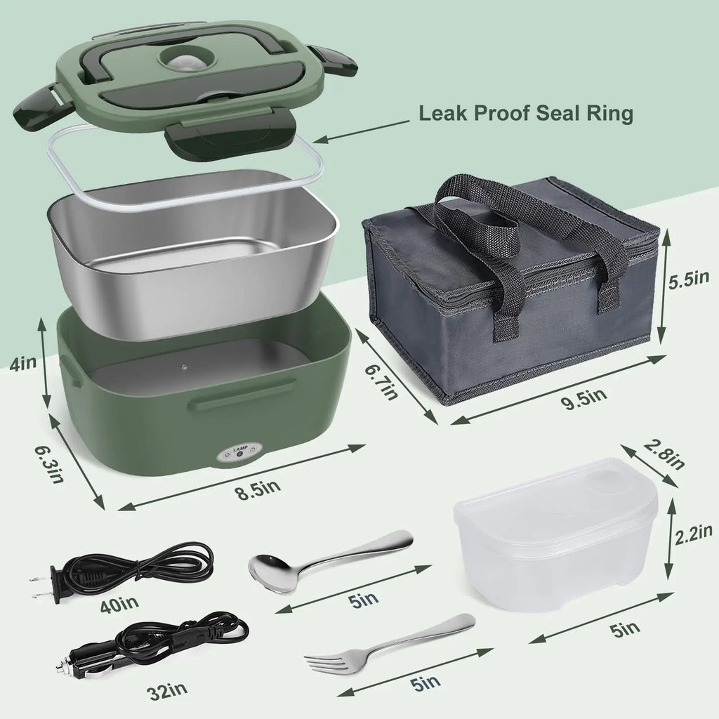 Electric Lunch Box for Adults, 80W Heated Lunch Box Portable Food Warmer Lunch Box for Work/Men/Car/TrucLeakproof 2 Compartments Eagle Aerie