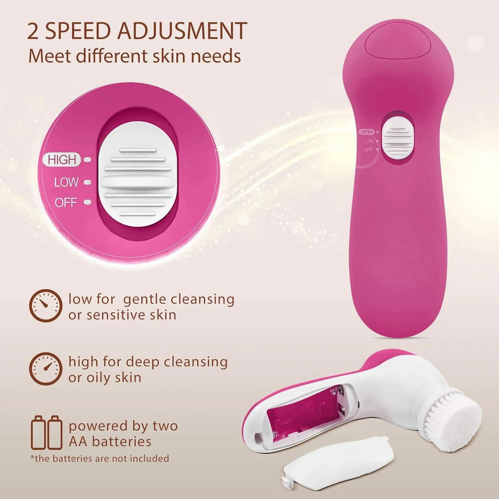 7-in-1 Electric Exfoliating Facial Cleansing Brush for Deep Cleansing and Massaging, with 7 Replaceable Brush Heads. Eagle Beacon