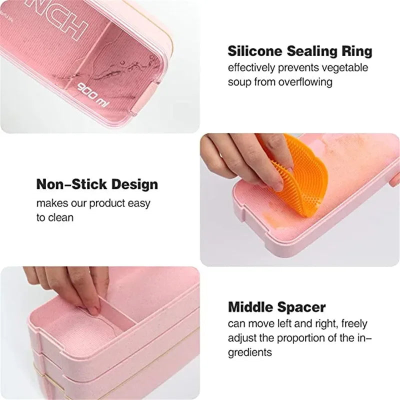 Healthy Material Lunch Box 3 Layer Wheat Straw Bento Boxes Microwave Dinnerware Food Storage Container Lunchbox 900ml Eagle Aerie