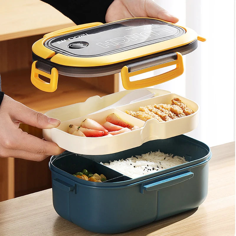 Single Double-layer Lunch Box Portable Compartment Fruit Food Box Microwave Lunch Box With Fork And Spoon Picnic Fresh Box Eagle Aerie