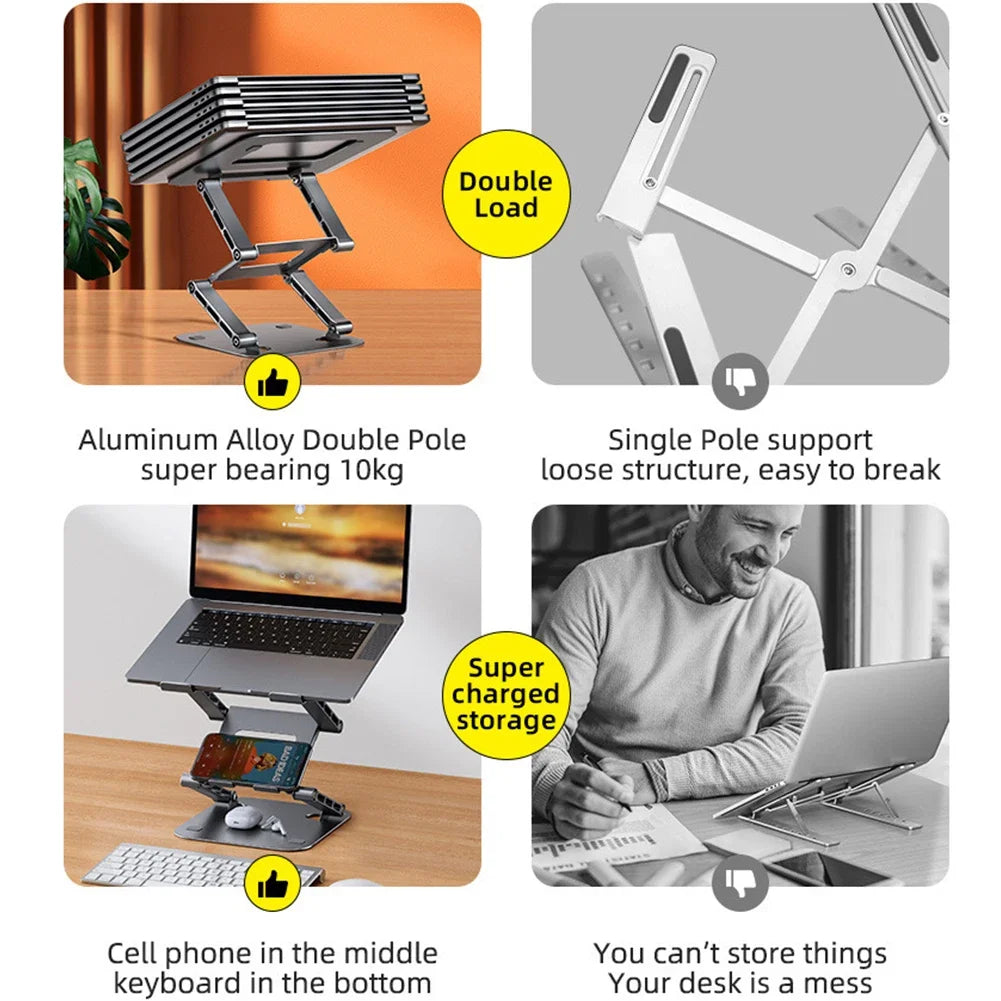 New Foldable Laptop Stand 3 Layer Adjustable Height Metal Notebook Stand Tablet Stand for Laptops/tablets/mobile Phones Eagle Beacon