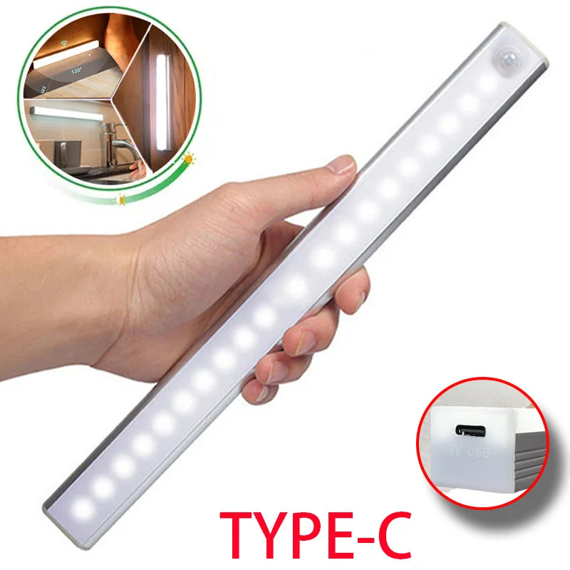 Motion Sensor Light Wireless LED Night Light Type C Rechargeable Light Cabinet Wardrobe Lamp Staircase Backlight For Kitchen LED Eagle Beacon