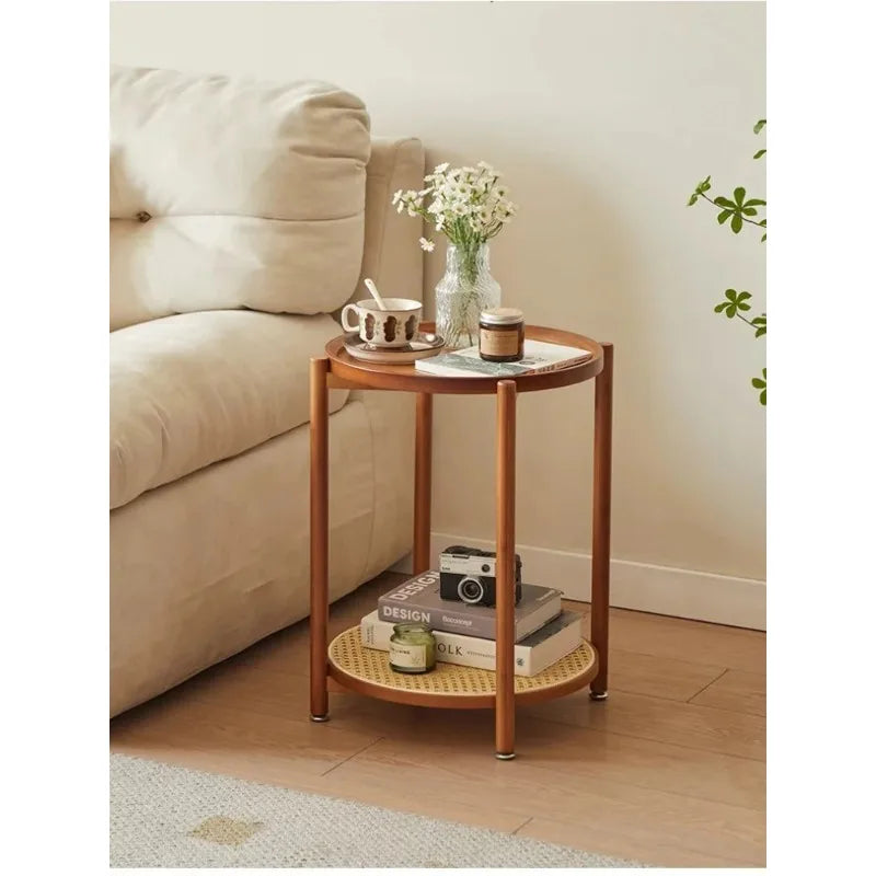 Eco-Friendly Bamboo Coffee Table -Sustainable Living Room Furniture Small Wicker Round Table in The Living Room Next To The Sofa Eagle Aerie