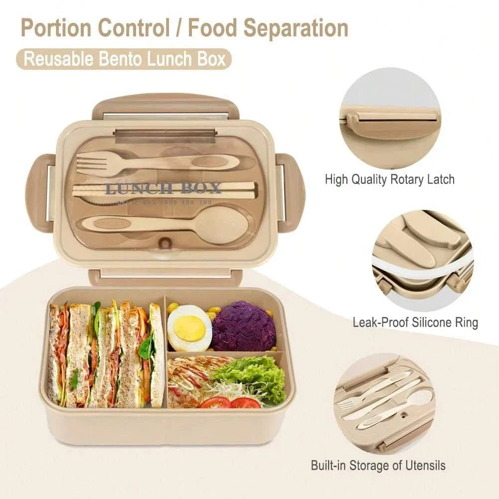 Bento Box Adult Lunch Box, Containers For Adults Men Women With 4 Compartments, Lunchable Food Container Back To School Eagle Aerie