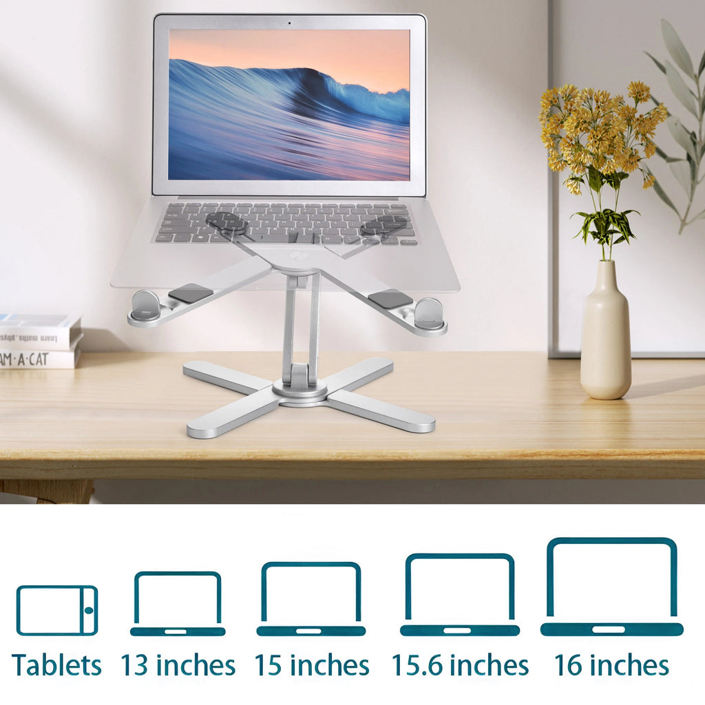 Foldable Laptop Stand 360°Rotation Notebook Table Adjustable Aluminum Alloy Holder Portable X Type Bracket for 10-17 inch Laptop Eagle Beacon