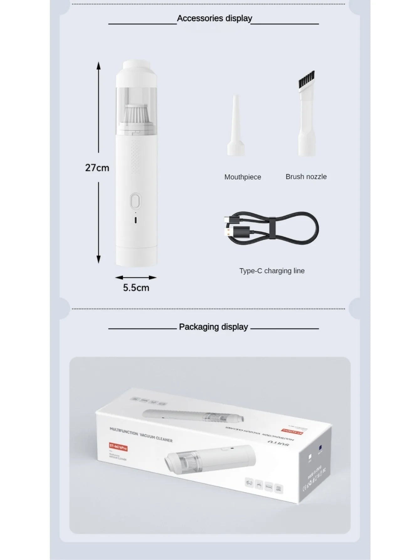 Portable Car Vacuum Cleaner: Mini Handheld Cordless Cleaner with Blower Function, Powerful Suction, and Brushless Motor Eagle Beacon