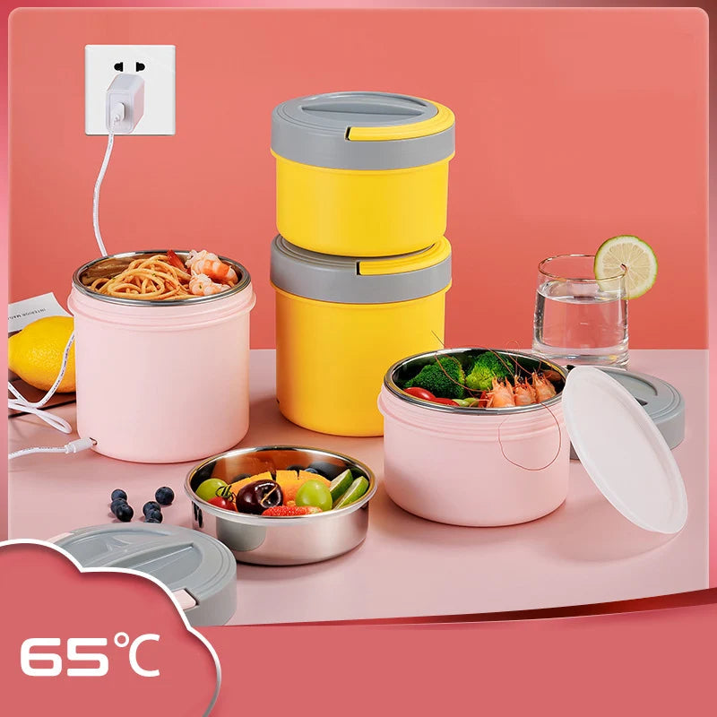Electric Heated Lunch Box USB 1.2L Thermal Stainless Steel Bento Box 5V 12V 24V Car School Food Warmer Heating Container Heater Eagle Aerie