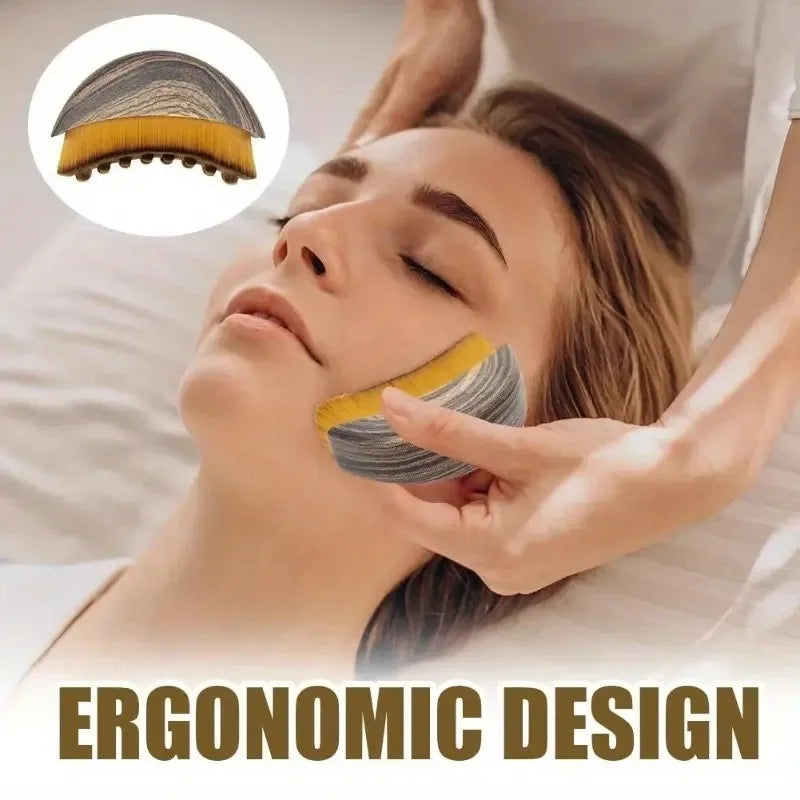 Portable Dry Facial Brush Soft Bristles Contoured Lymphatic Massage Tool Face Sculpting Device Home Spa Gentle Exfoliation Brush Eagle Beacon