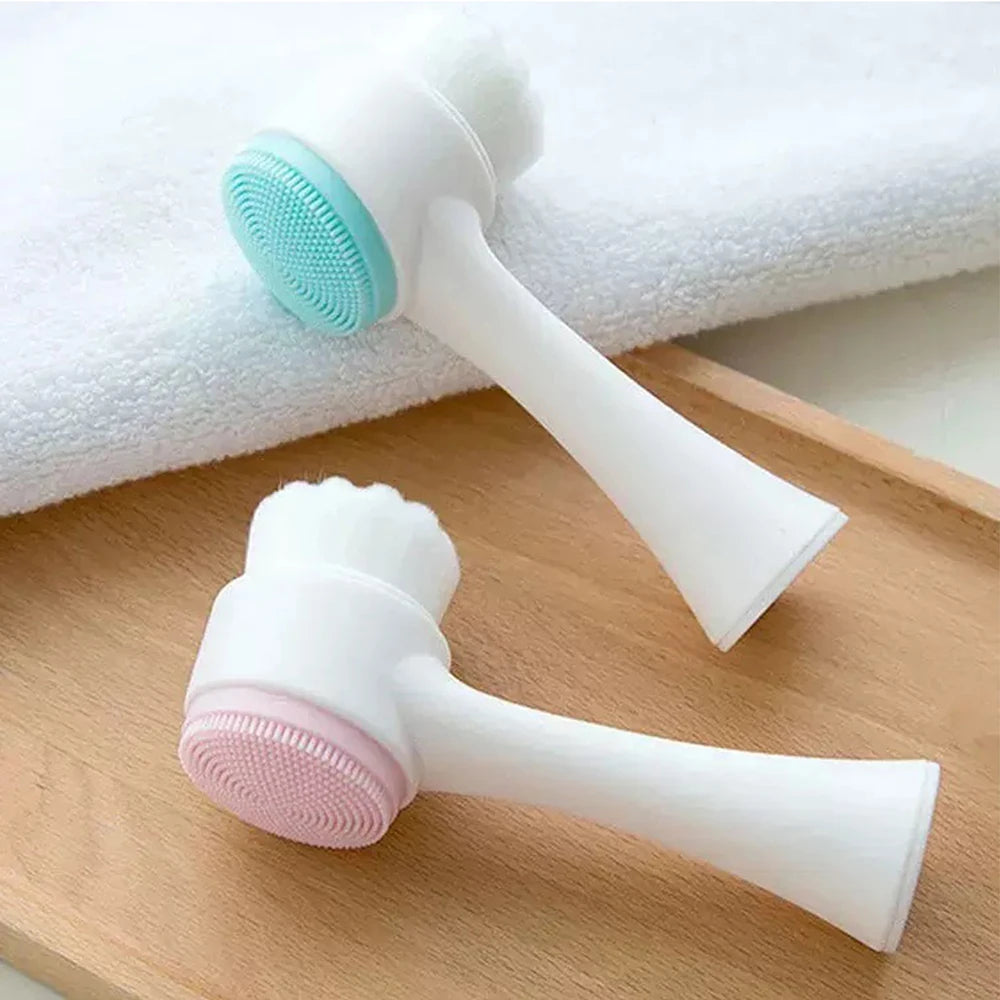 1Pc 2-in-1 Facial Cleansing Brush Manual Silicone Double Sided Soft Face Wash Brush Bristles Exfoliator Skin Care Eagle Beacon