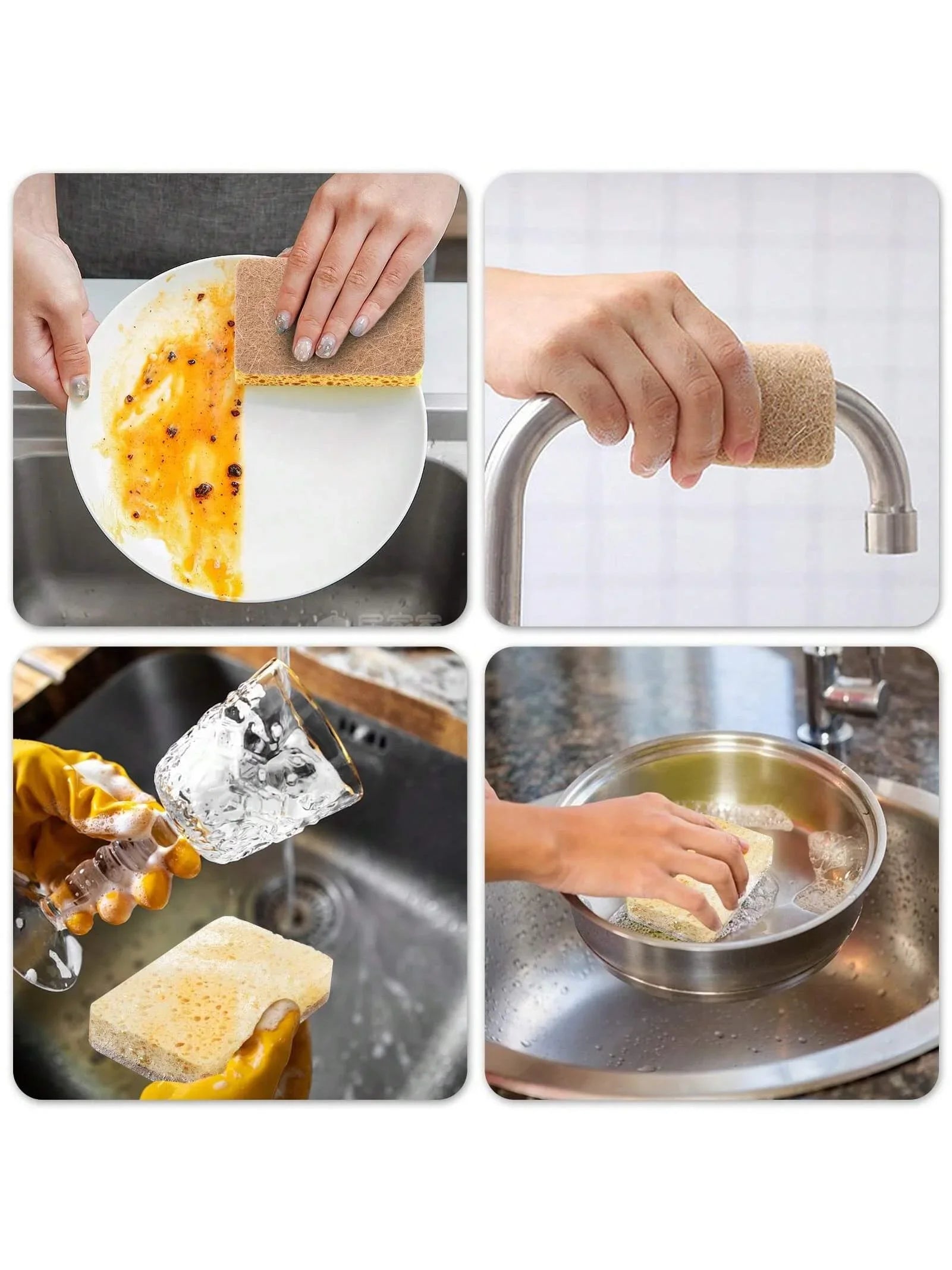 Biodegradable compostable cellulose and coconut scrubbing sponge -6 eco-friendly sponge tableware pieces ﻿ Eagle Aerie
