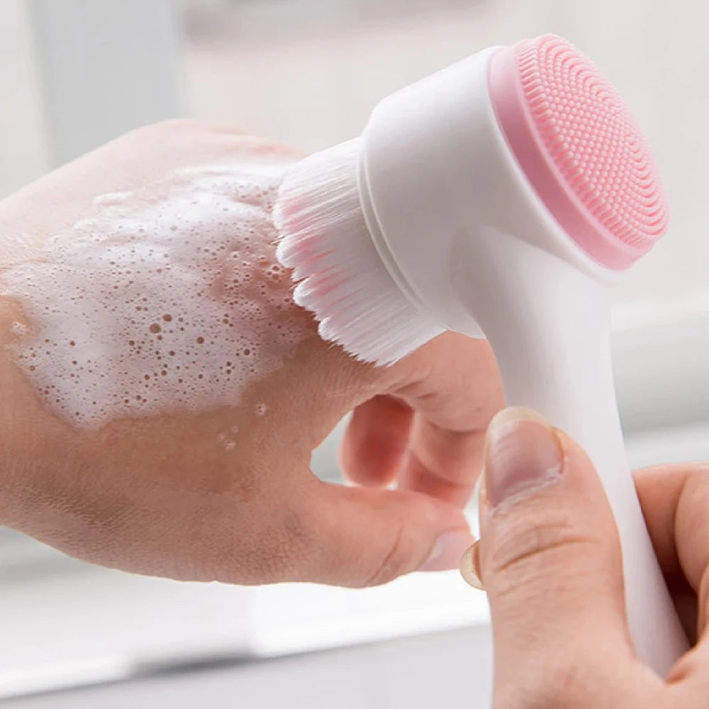 1Pc 2-in-1 Facial Cleansing Brush Manual Silicone Double Sided Soft Face Wash Brush Bristles Exfoliator Skin Care Eagle Beacon