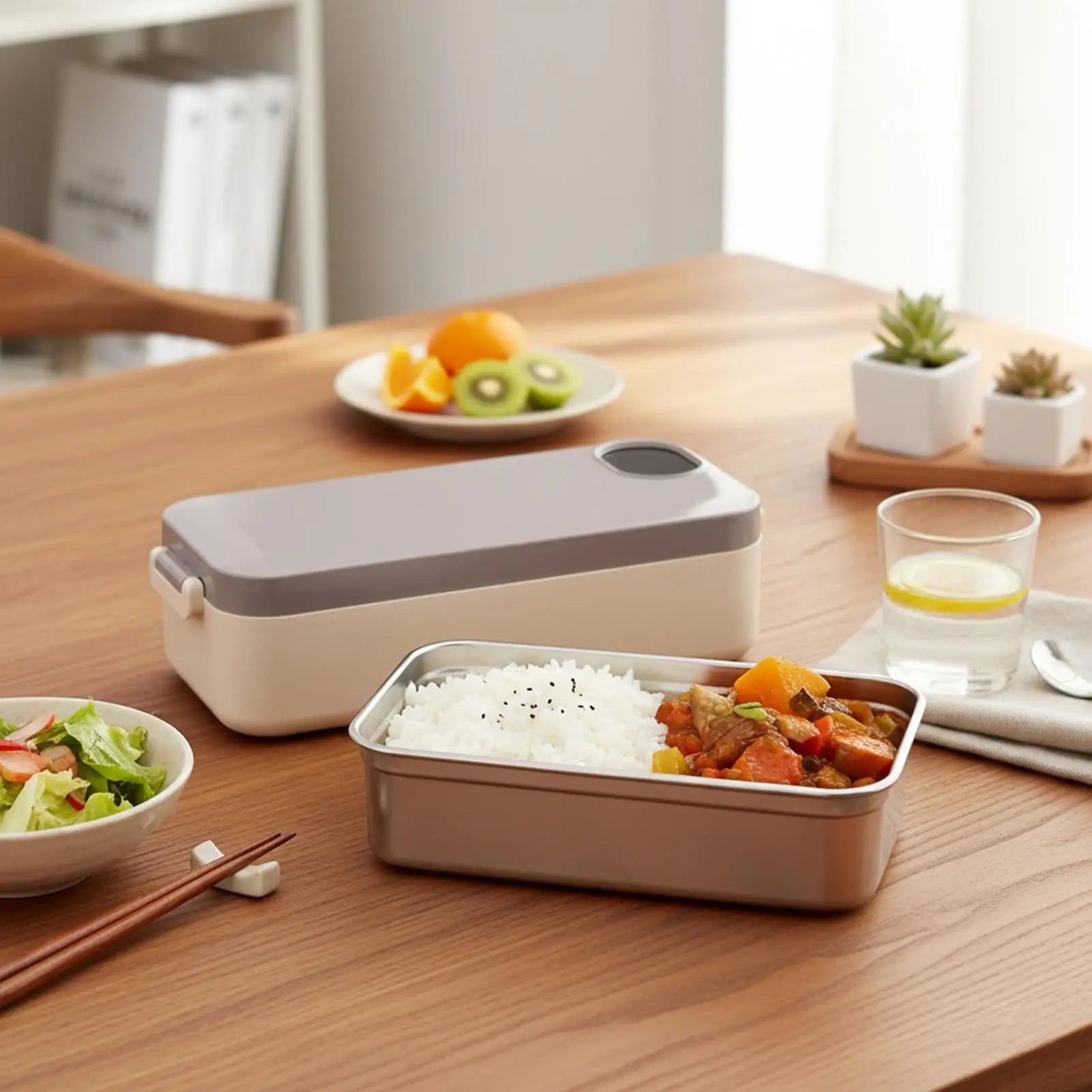 Rechargeable Electric Heated Lunch Box Portable Food Warmer Stainless Steel Container for Kids Adults Office Work School Travel Eagle Aerie