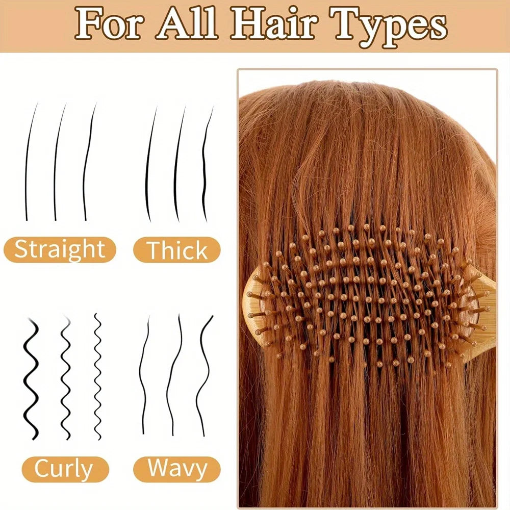 Wooden Hair Brush Improve Hair Growth Wood hairbrush Prevent Hair Loss Comb Bamboo Comb Teeth Hairdressing Styling Hair Tools Eagle Beacon