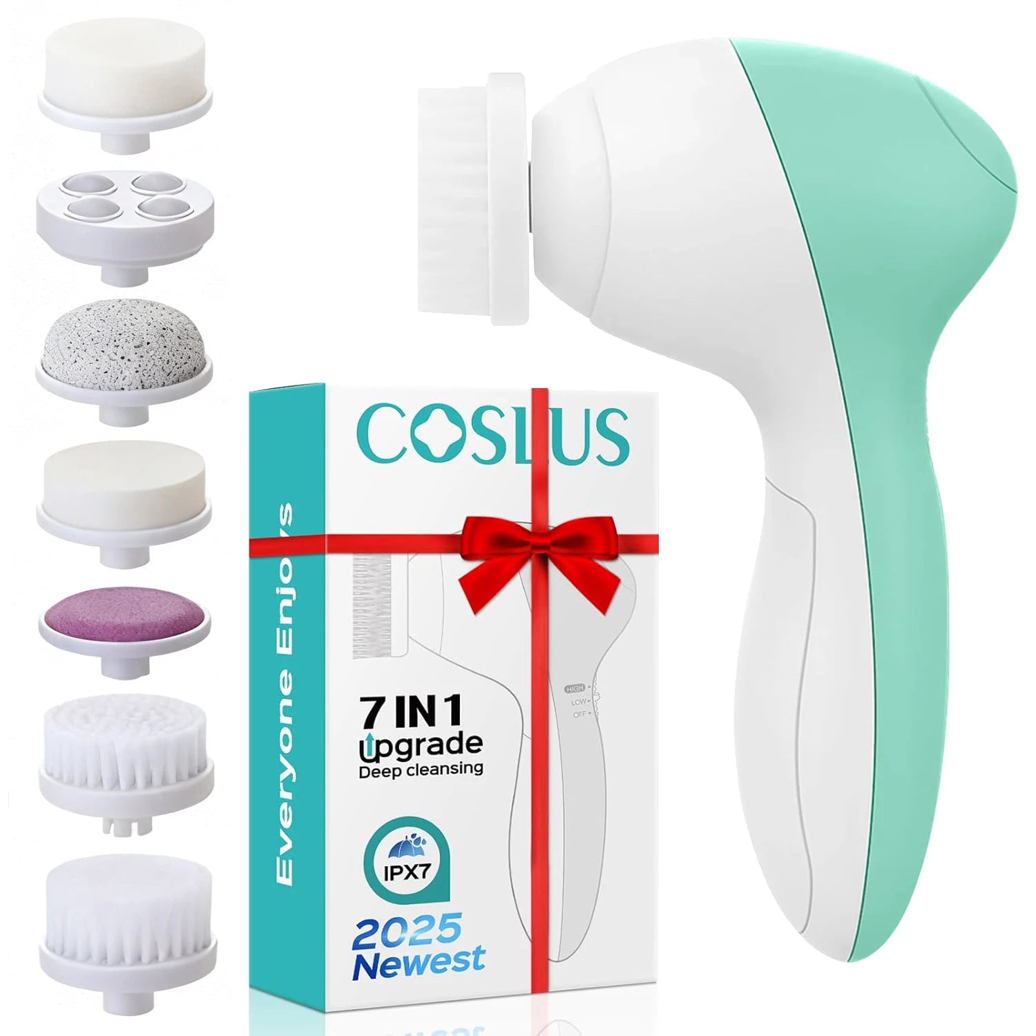 7-in-1 Electric Exfoliating Facial Cleansing Brush for Deep Cleansing and Massaging, with 7 Replaceable Brush Heads. Eagle Beacon